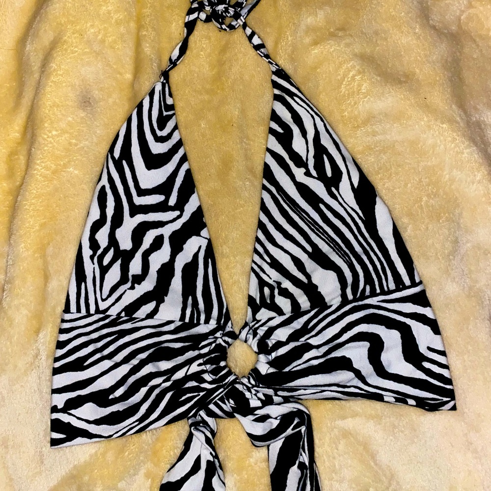 Zebra print halter top, size small, great condition